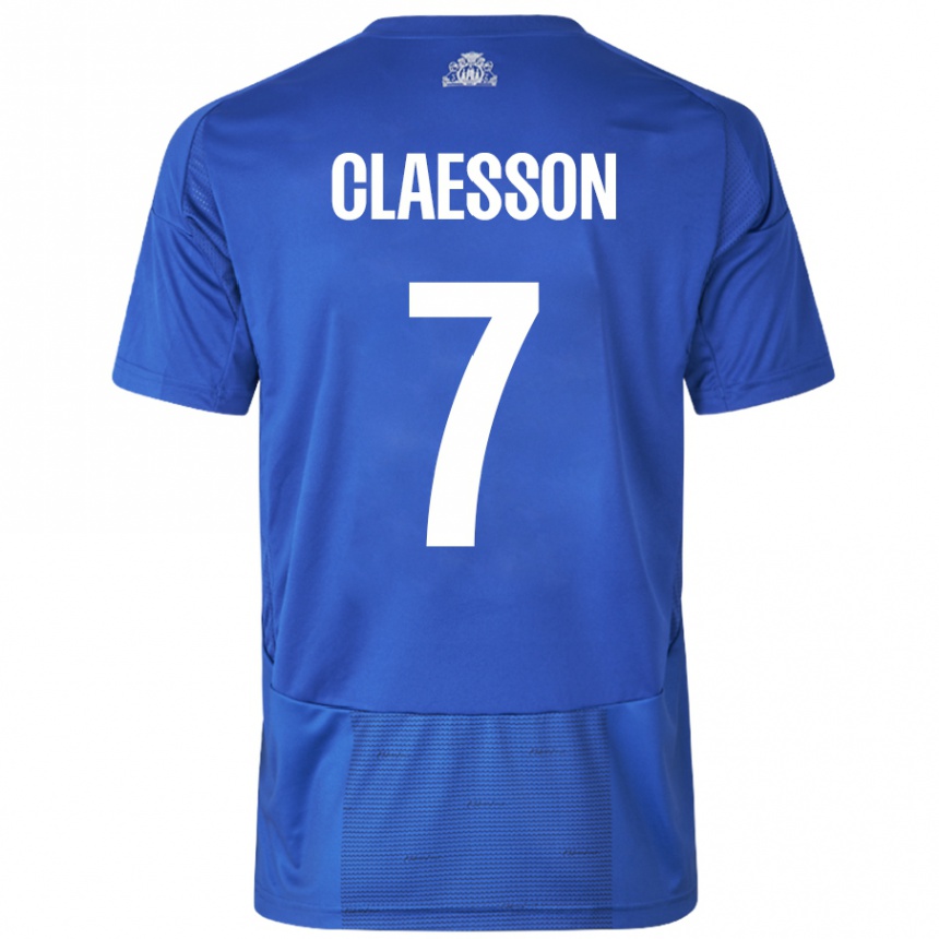 Kids Football Viktor Claesson #7 White Blue Away Jersey 2024/25 T-Shirt Canada