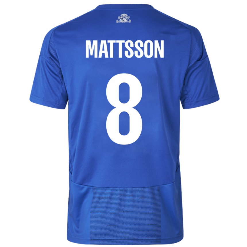 Kids Football Magnus Mattsson #8 White Blue Away Jersey 2024/25 T-Shirt Canada