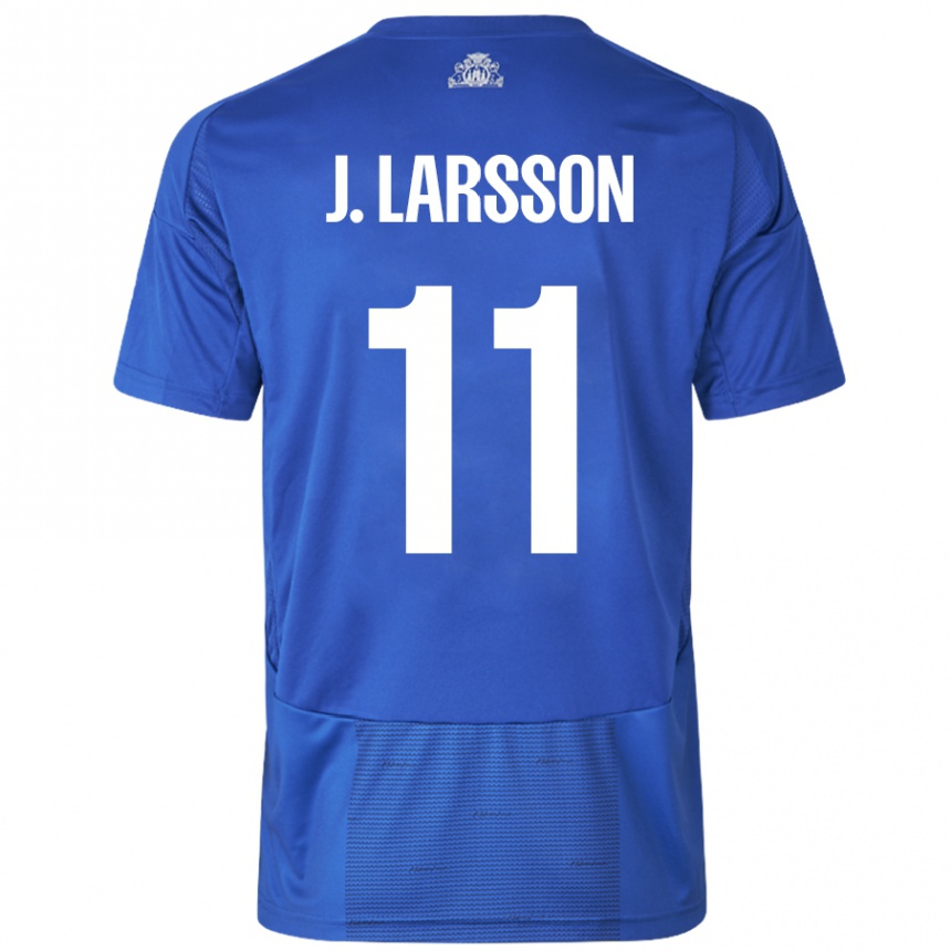 Kids Football Jordan Larsson #11 White Blue Away Jersey 2024/25 T-Shirt Canada