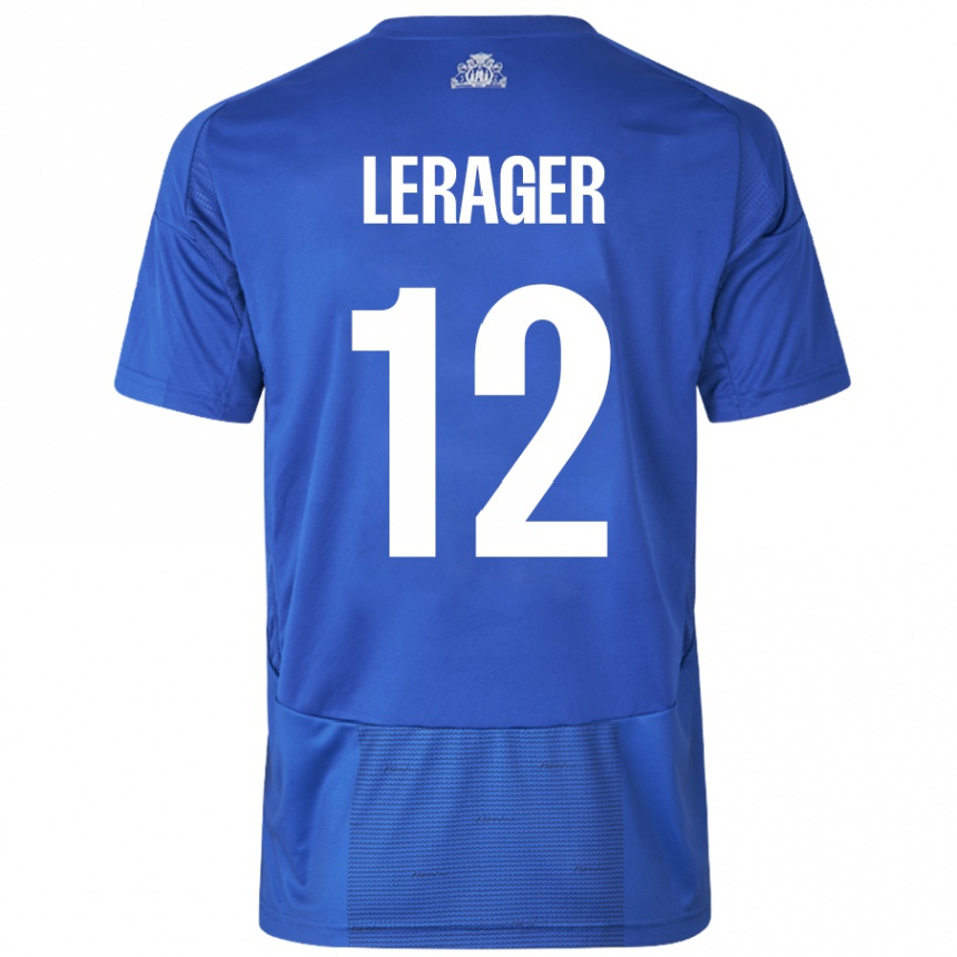 Kids Football Lukas Lerager #12 White Blue Away Jersey 2024/25 T-Shirt Canada