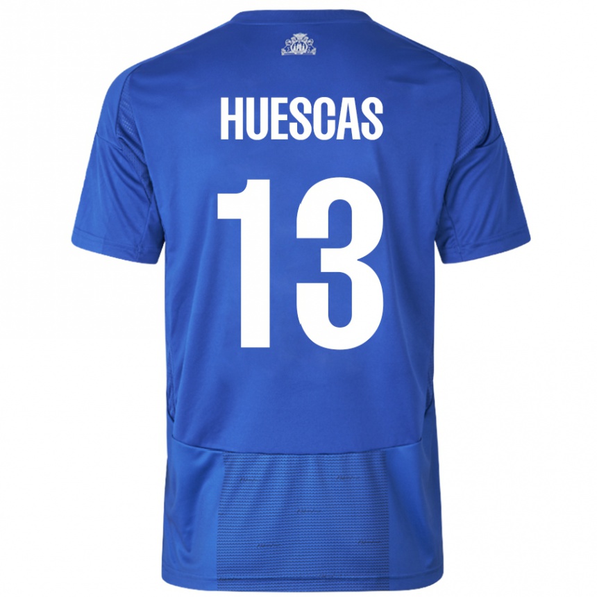 Kids Football Rodrigo Huescas #13 White Blue Away Jersey 2024/25 T-Shirt Canada