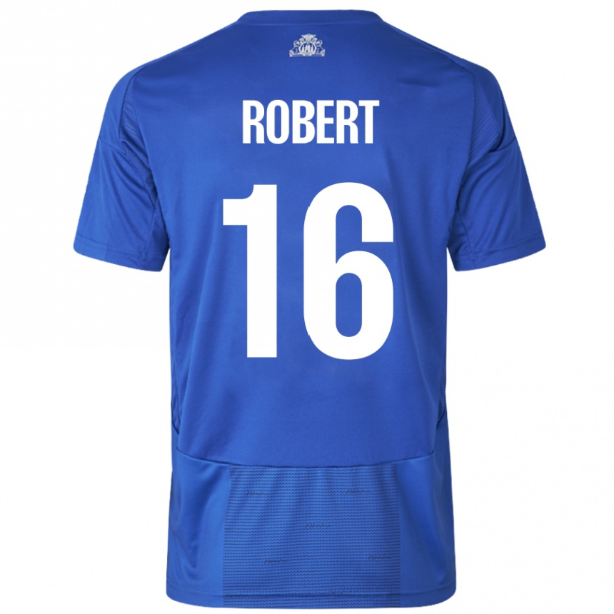 Kids Football Robert #16 White Blue Away Jersey 2024/25 T-Shirt Canada