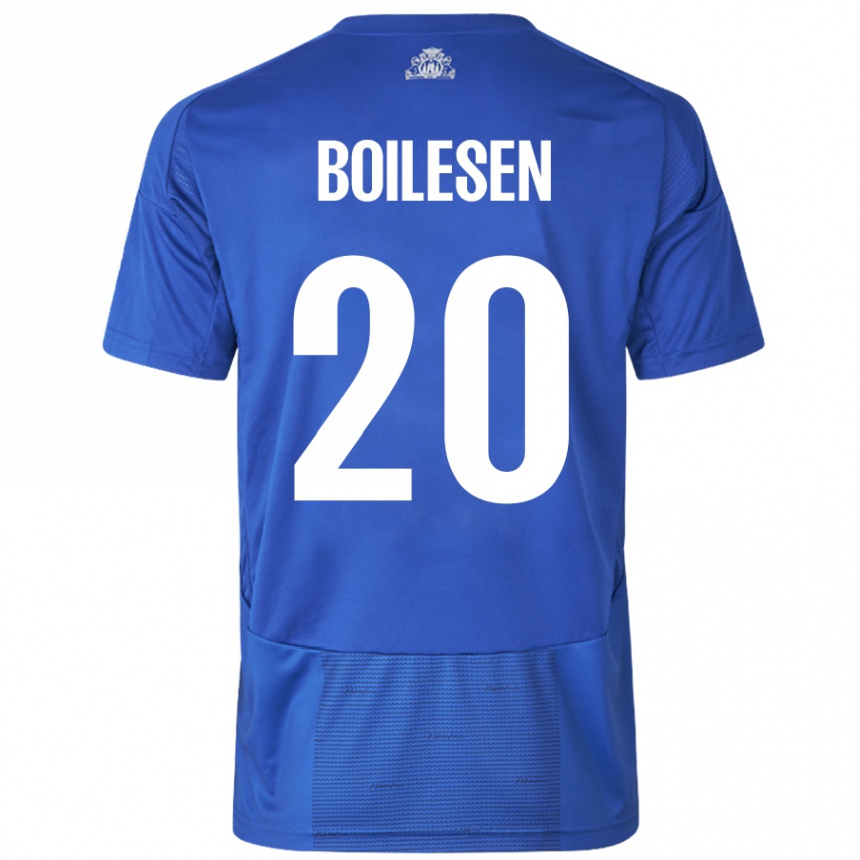 Kids Football Nicolai Boilesen #20 White Blue Away Jersey 2024/25 T-Shirt Canada