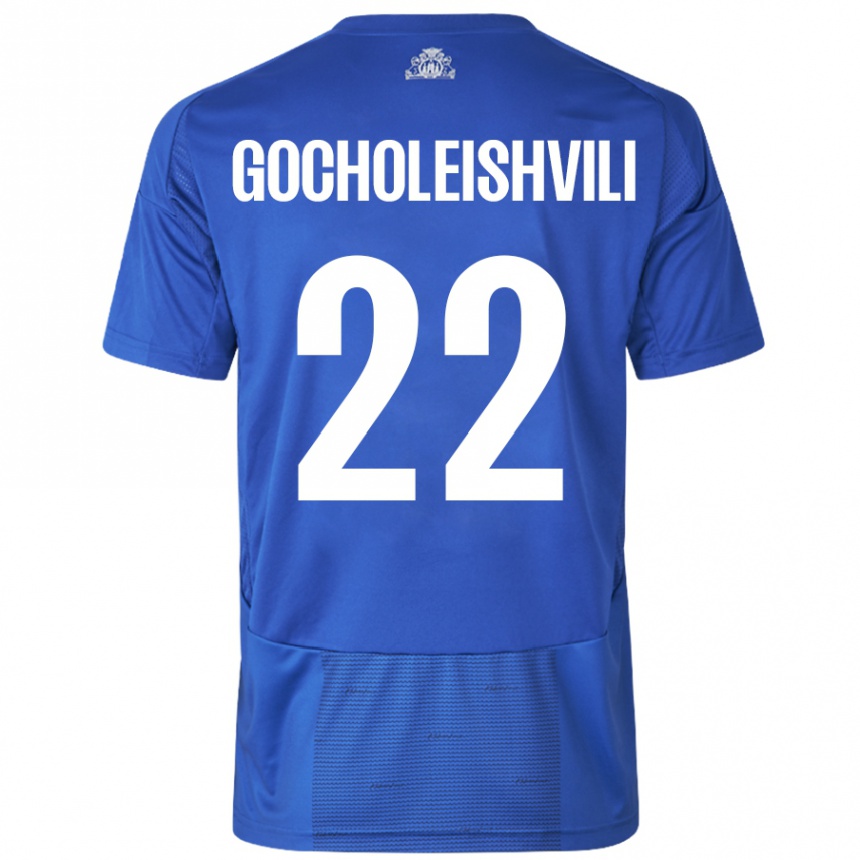 Kids Football Giorgi Gocholeishvili #22 White Blue Away Jersey 2024/25 T-Shirt Canada