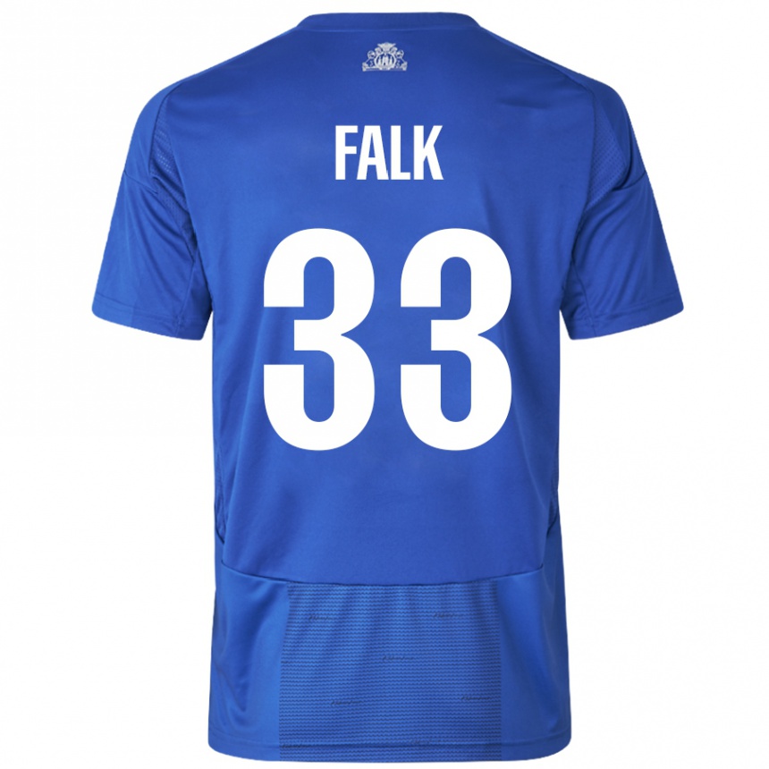 Kids Football Rasmus Falk #33 White Blue Away Jersey 2024/25 T-Shirt Canada