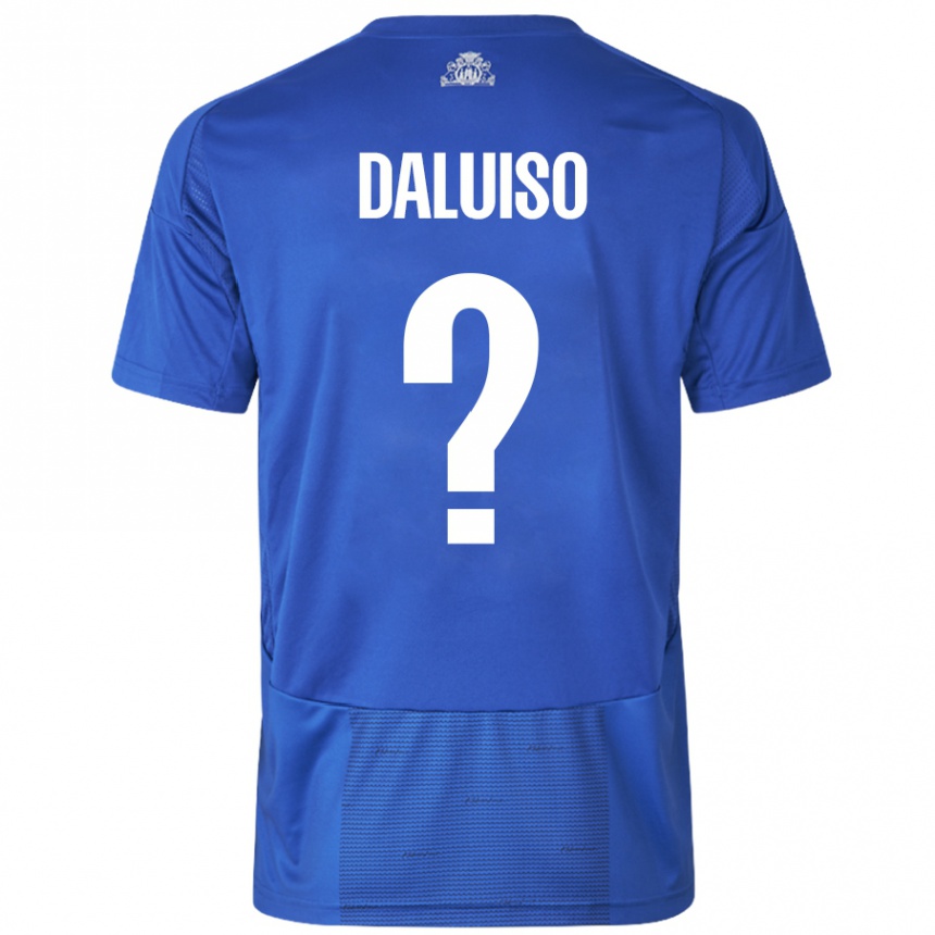 Kids Football Christoffer Daluiso #0 White Blue Away Jersey 2024/25 T-Shirt Canada