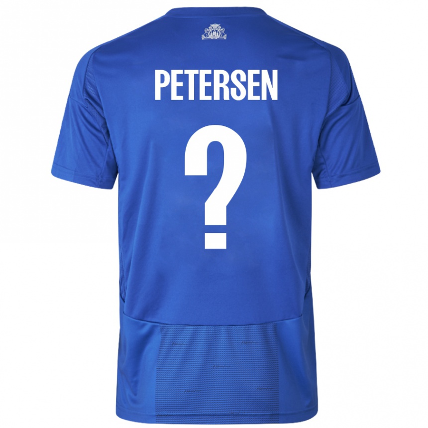 Kids Football Frederik Petersen #0 White Blue Away Jersey 2024/25 T-Shirt Canada