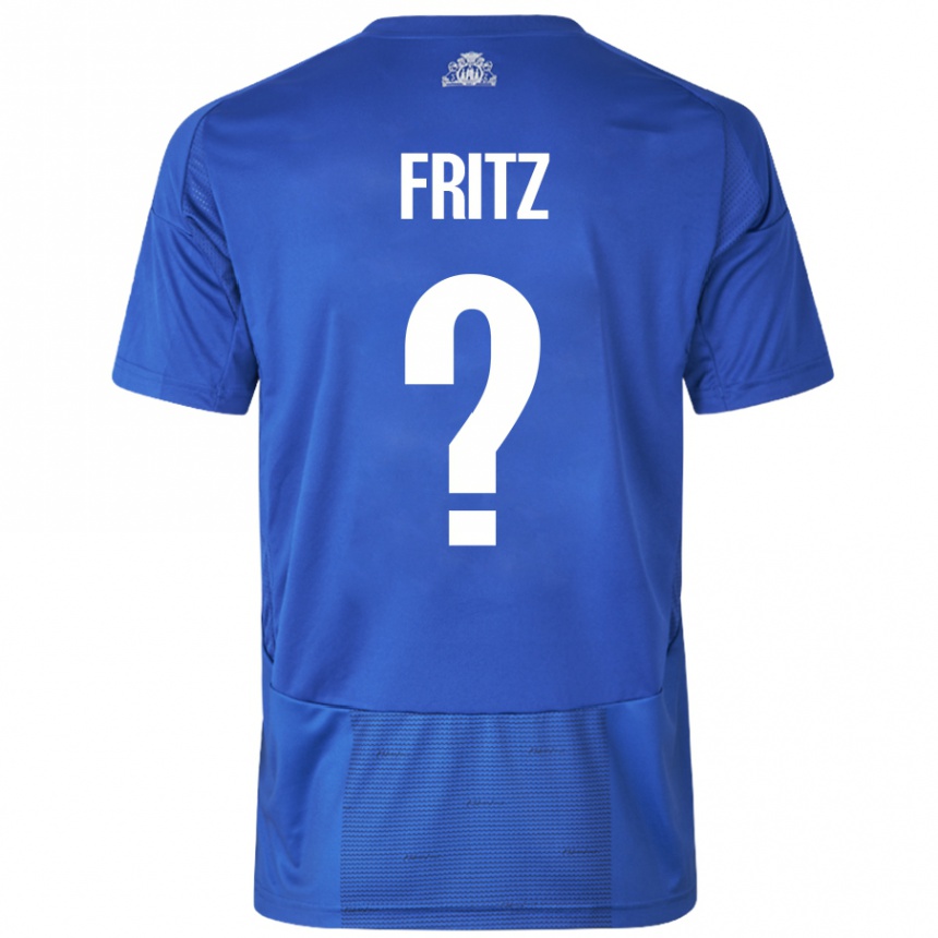 Kids Football Gustav Fritz #0 White Blue Away Jersey 2024/25 T-Shirt Canada