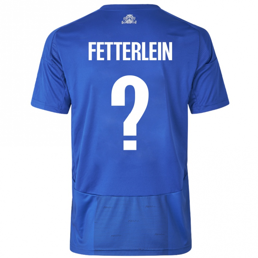 Kids Football Sean Fetterlein #0 White Blue Away Jersey 2024/25 T-Shirt Canada