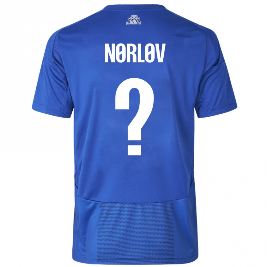 Kids Football William Nørløv #0 White Blue Away Jersey 2024/25 T-Shirt Canada