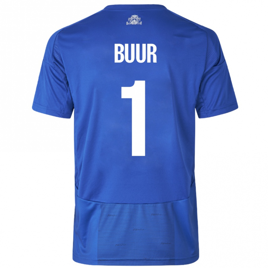 Kids Football Oscar Buur #1 White Blue Away Jersey 2024/25 T-Shirt Canada