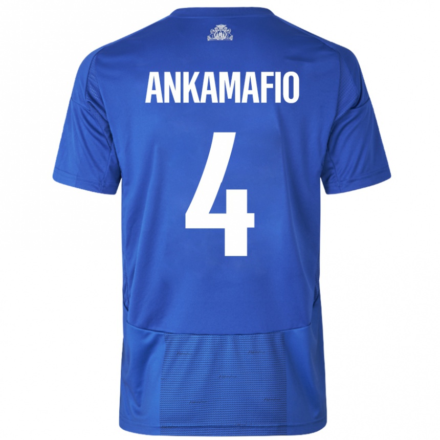 Kids Football Graham Ankamafio #4 White Blue Away Jersey 2024/25 T-Shirt Canada