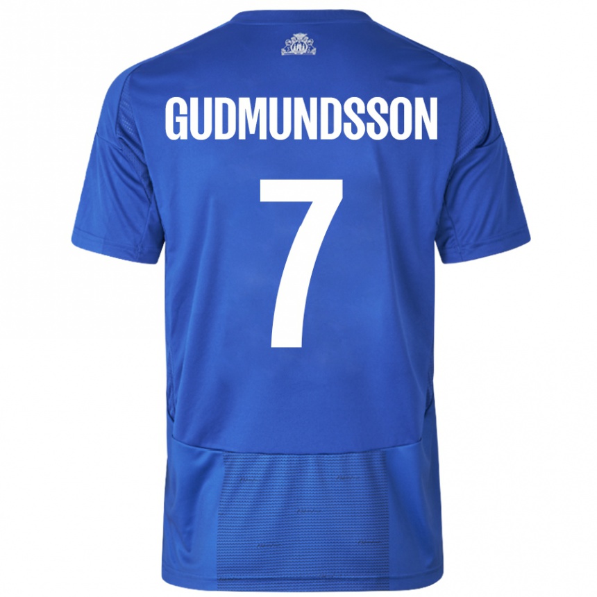 Kids Football Galdur Gudmundsson #7 White Blue Away Jersey 2024/25 T-Shirt Canada