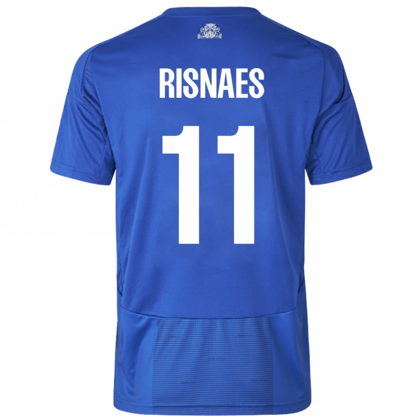 Kids Football Roberto Risnaes #11 White Blue Away Jersey 2024/25 T-Shirt Canada