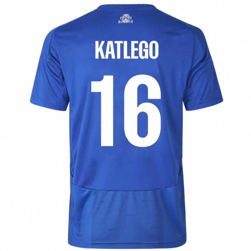 Kids Football David Katlego #16 White Blue Away Jersey 2024/25 T-Shirt Canada