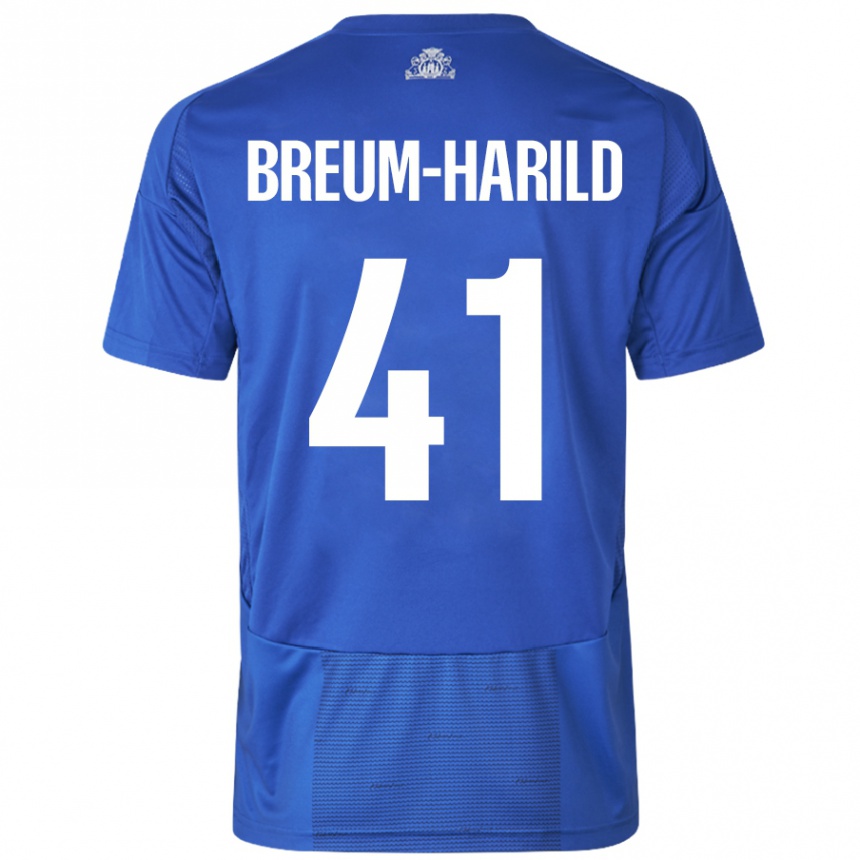 Kids Football Tobias Breum-Harild #41 White Blue Away Jersey 2024/25 T-Shirt Canada