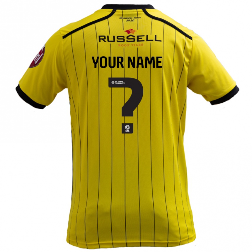 Men Football Your Name #0 Yellow Home Jersey 2024/25 T-Shirt Canada