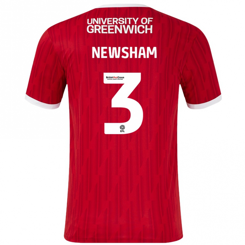 Men Football Charlotte Newsham #3 Red White Home Jersey 2024/25 T-Shirt Canada