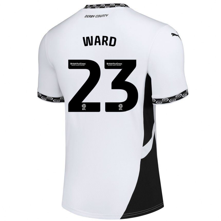 Men Football Joe Ward #23 White Black Home Jersey 2024/25 T-Shirt Canada