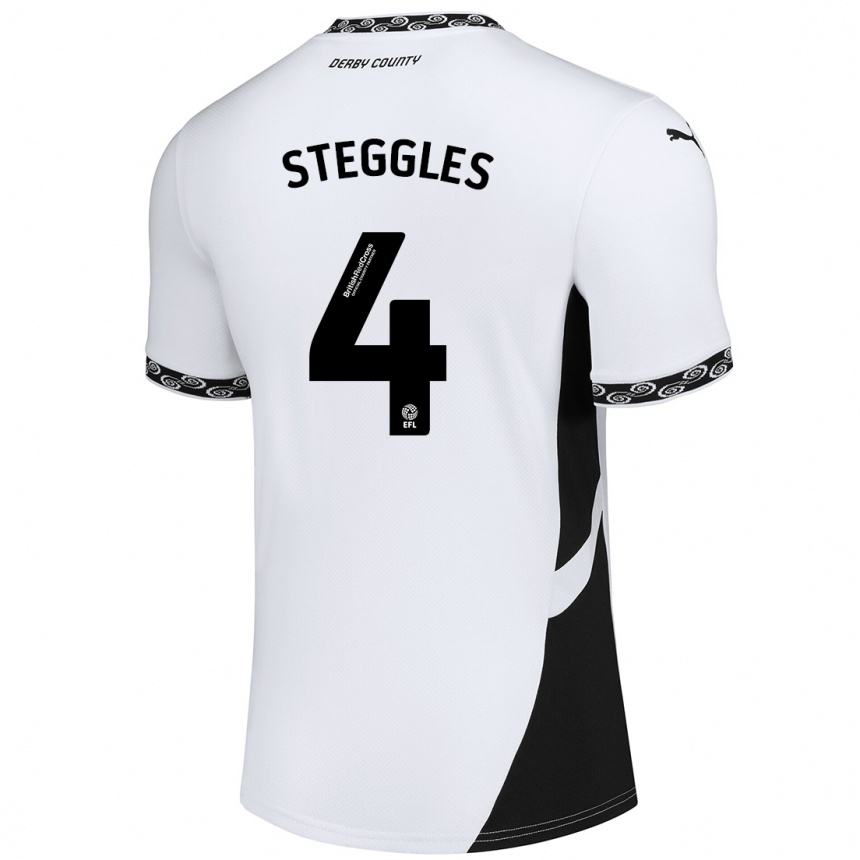 Men Football Charlotte Steggles #4 White Black Home Jersey 2024/25 T-Shirt Canada