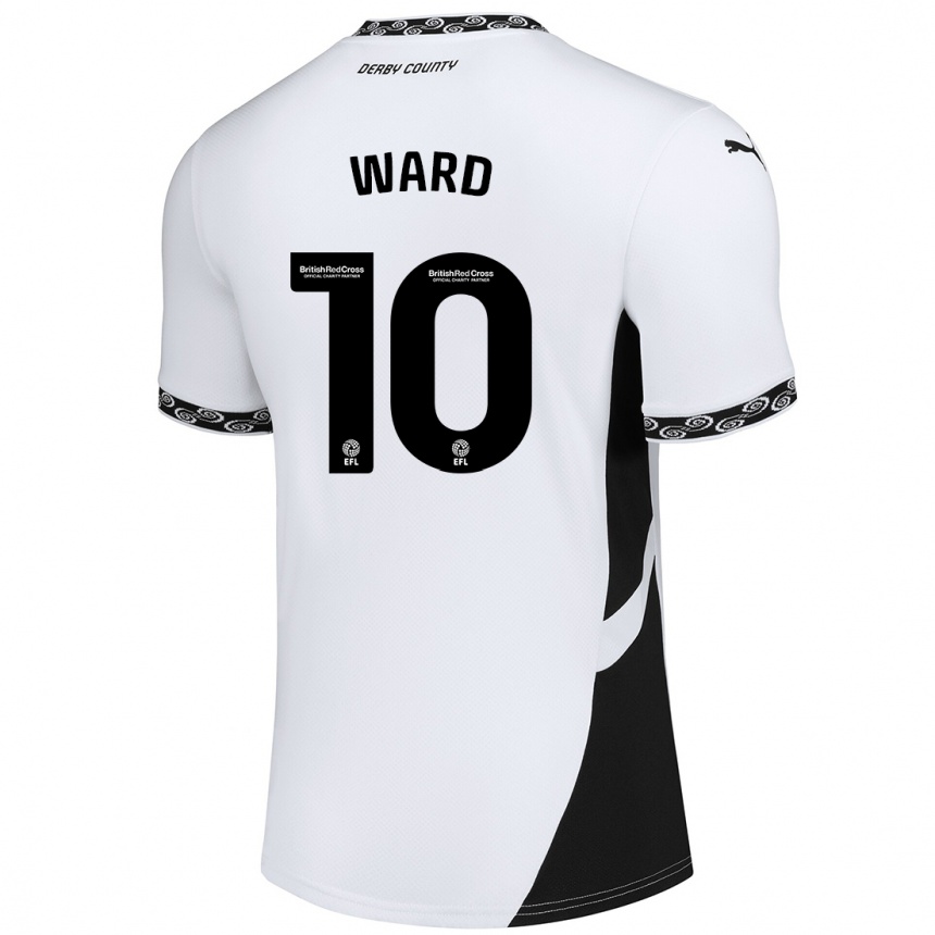 Men Football Hannah Ward #10 White Black Home Jersey 2024/25 T-Shirt Canada