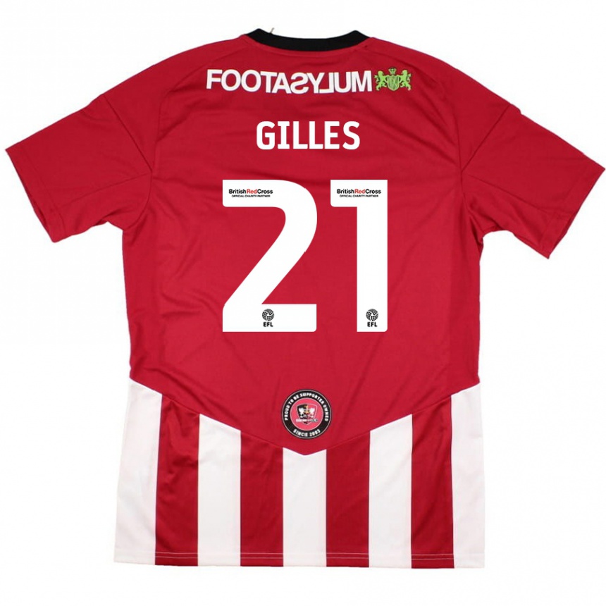 Men Football Sophie Gilles #21 Red White Home Jersey 2024/25 T-Shirt Canada