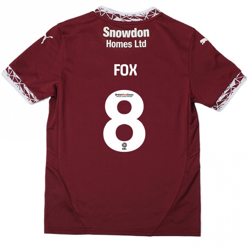 Men Football Ben Fox #8 Burgundy Home Jersey 2024/25 T-Shirt Canada