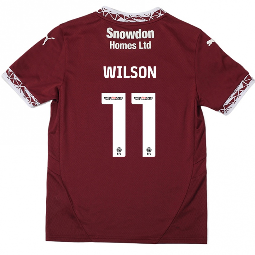 Men Football James Wilson #11 Burgundy Home Jersey 2024/25 T-Shirt Canada