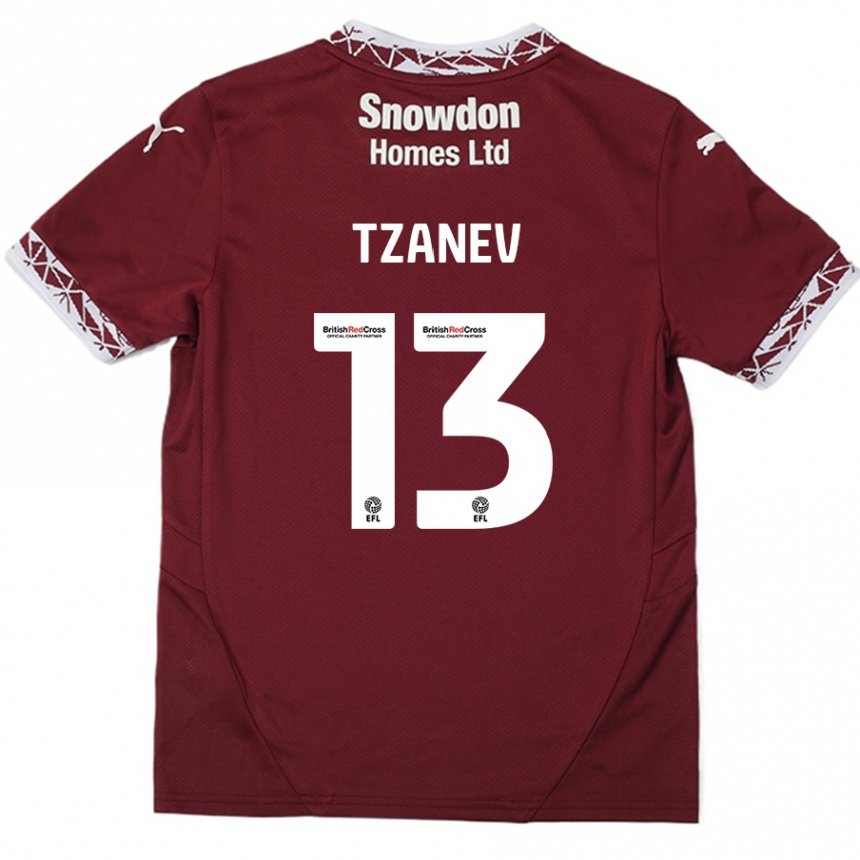 Men Football Nik Tzanev #13 Burgundy Home Jersey 2024/25 T-Shirt Canada