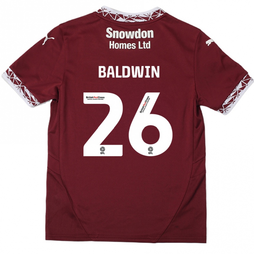 Men Football Jack Baldwin #26 Burgundy Home Jersey 2024/25 T-Shirt Canada