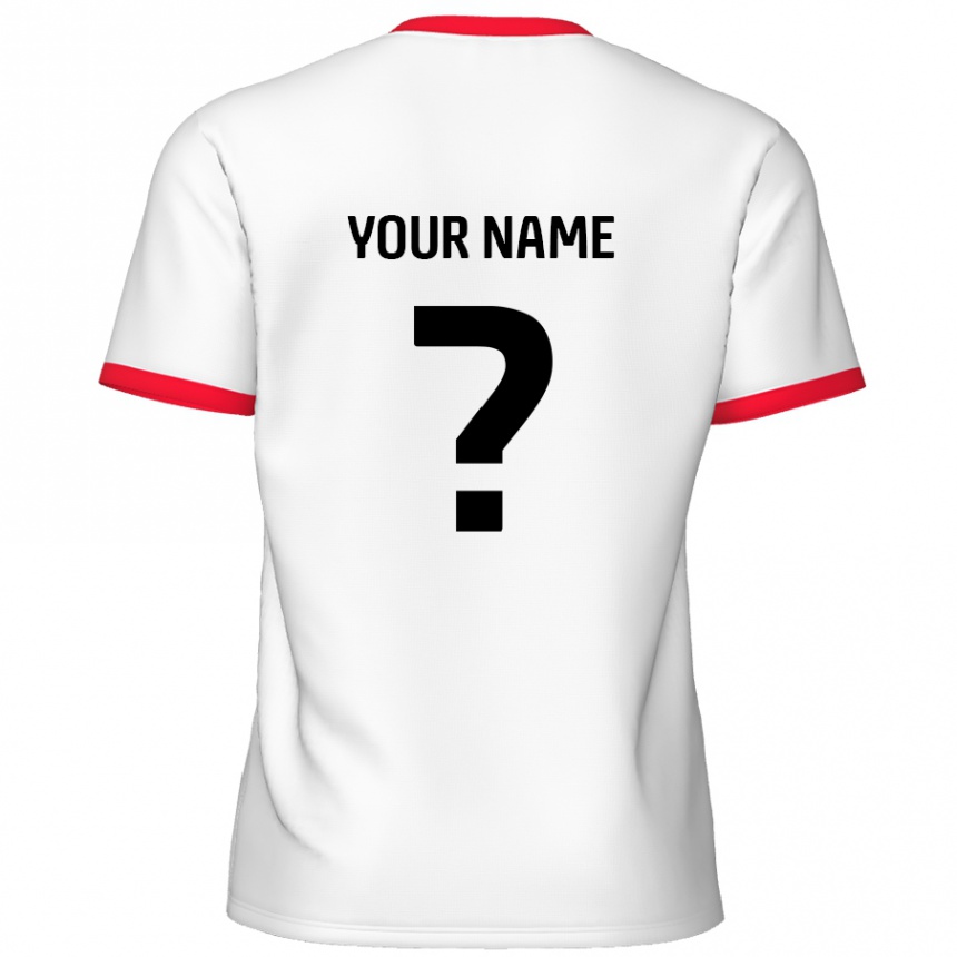 Men Football Your Name #0 White Red Home Jersey 2024/25 T-Shirt Canada