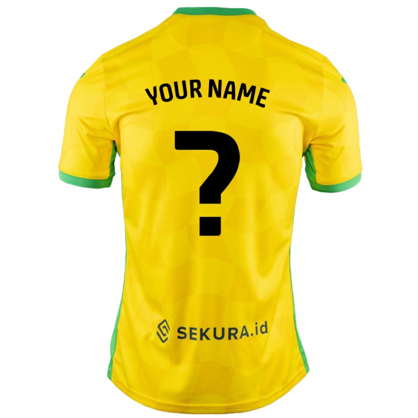 Men Football Your Name #0 Yellow Green Home Jersey 2024/25 T-Shirt Canada