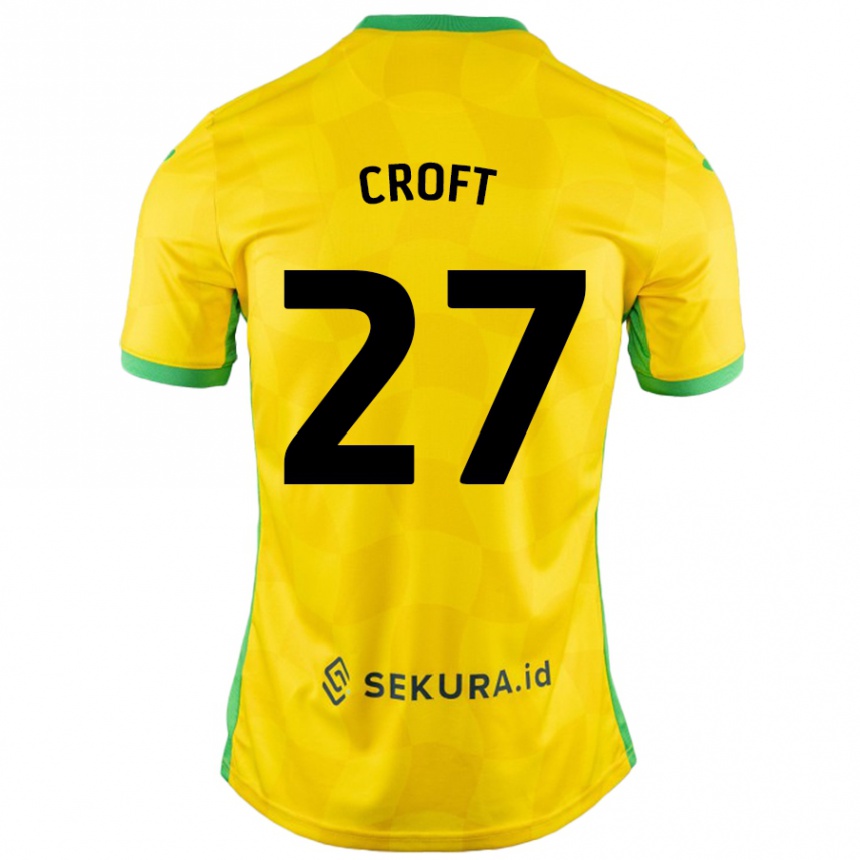 Men Football Mary Croft #27 Yellow Green Home Jersey 2024/25 T-Shirt Canada