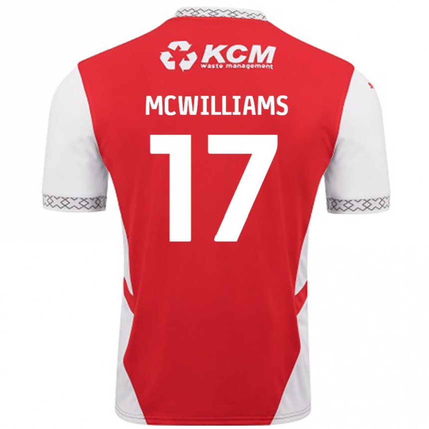 Men Football Shaun Mcwilliams #17 Red White Home Jersey 2024/25 T-Shirt Canada