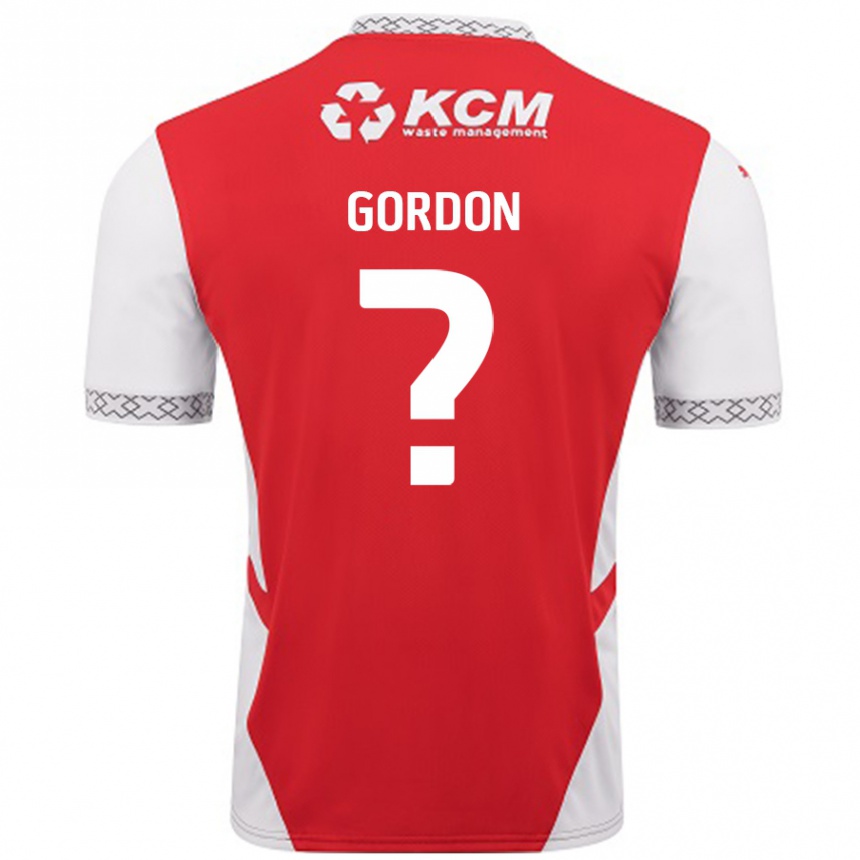 Men Football Owain Gordon #0 Red White Home Jersey 2024/25 T-Shirt Canada