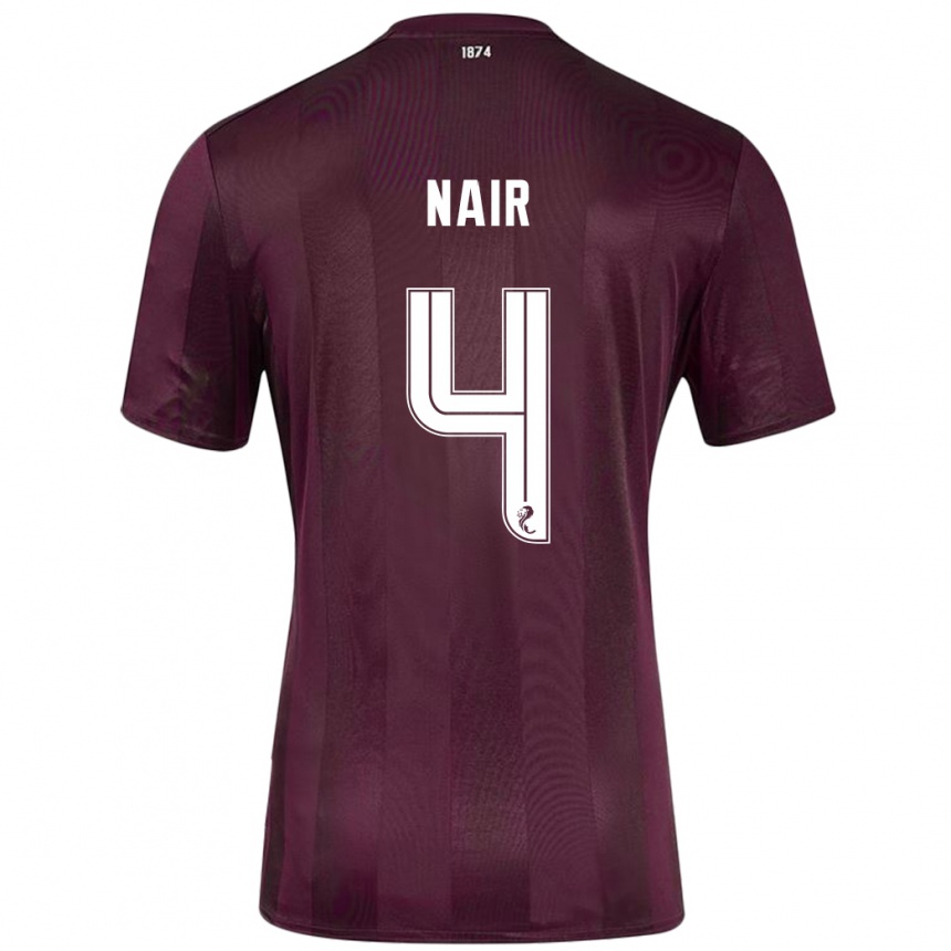 Men Football Kenzi Nair #4 Burgundy Home Jersey 2024/25 T-Shirt Canada