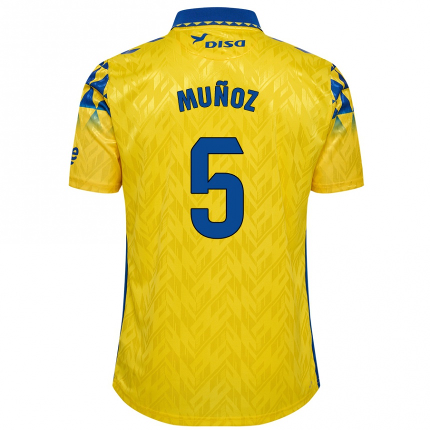 Homme Football Maillot Javi Muñoz #5 Jaune Bleu Tenues Domicile 2024/25 Canada