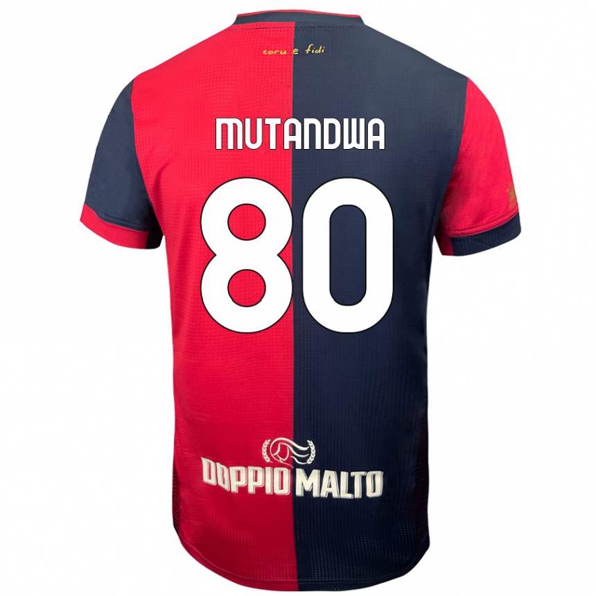 Men Football Kingstone Mutandwa #80 Red Darker Blue Home Jersey 2024/25 T-Shirt Canada