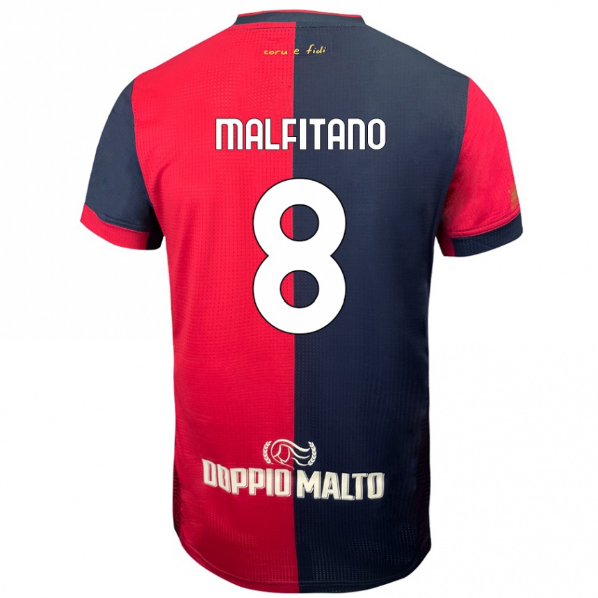 Men Football Roberto Malfitano #8 Red Darker Blue Home Jersey 2024/25 T-Shirt Canada