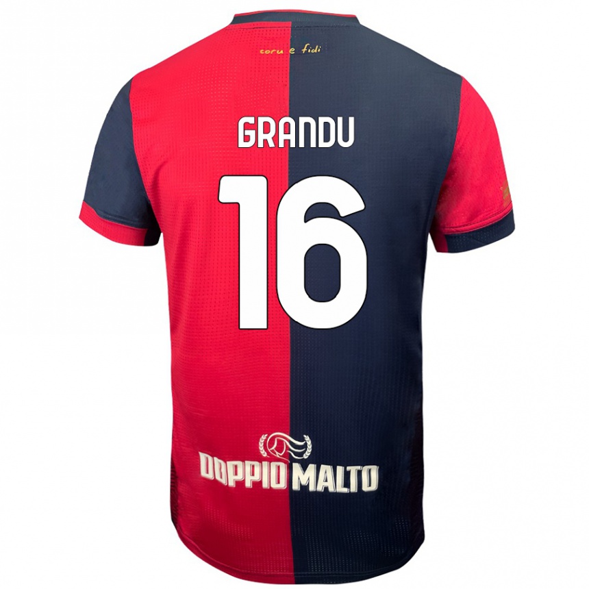 Men Football Nicola Grandu #16 Red Darker Blue Home Jersey 2024/25 T-Shirt Canada