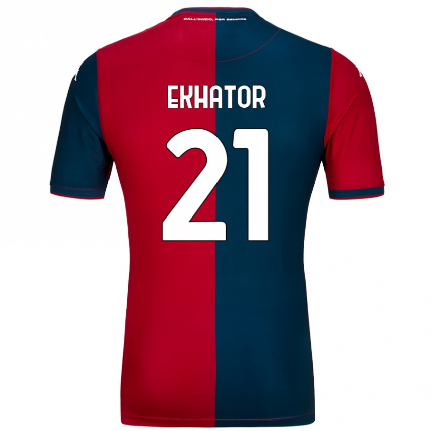 Homme Football Maillot Jeff Ekhator #21 Rouge Bleu Foncé Tenues Domicile 2024/25 Canada