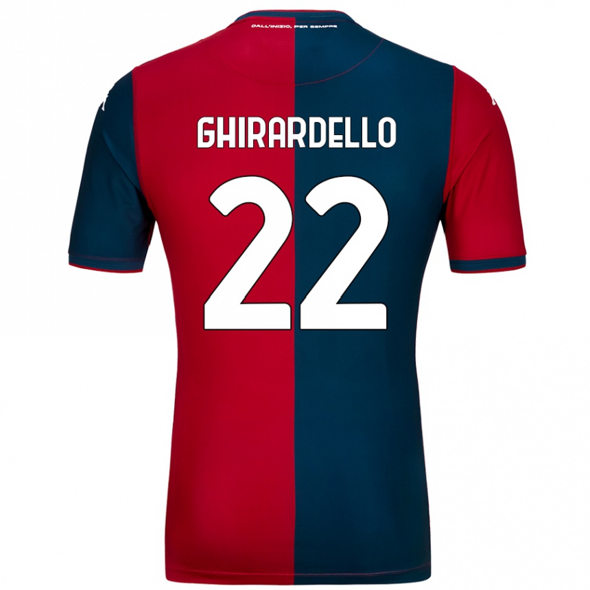 Homme Football Maillot Tommaso Ghirardello #22 Rouge Bleu Foncé Tenues Domicile 2024/25 Canada