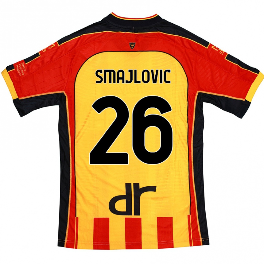 Men Football Zinedin Smajlovic #26 Yellow Red Home Jersey 2024/25 T-Shirt Canada