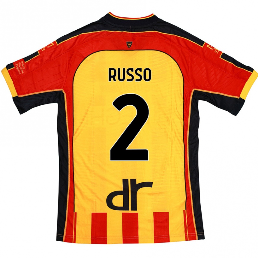 Men Football Luca Russo #2 Yellow Red Home Jersey 2024/25 T-Shirt Canada