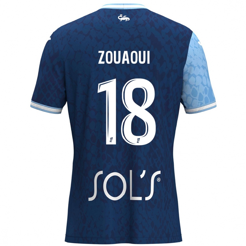 Homme Football Maillot Yanis Zouaoui #18 Bleu Ciel Bleu Foncé Tenues Domicile 2024/25 Canada