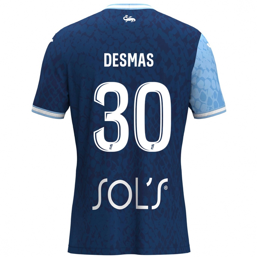 Homme Football Maillot Arthur Desmas #30 Bleu Ciel Bleu Foncé Tenues Domicile 2024/25 Canada