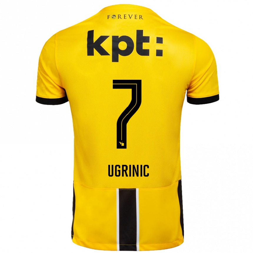 Men Football Filip Ugrinic #7 Yellow Black Home Jersey 2024/25 T-Shirt Canada