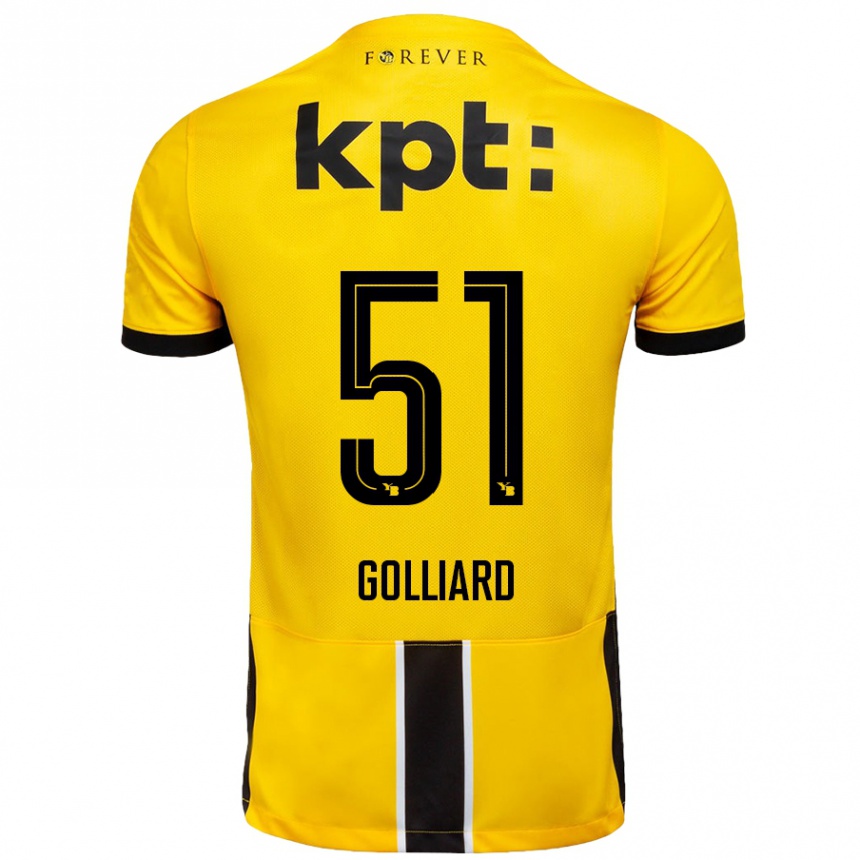 Men Football Théo Golliard #51 Yellow Black Home Jersey 2024/25 T-Shirt Canada