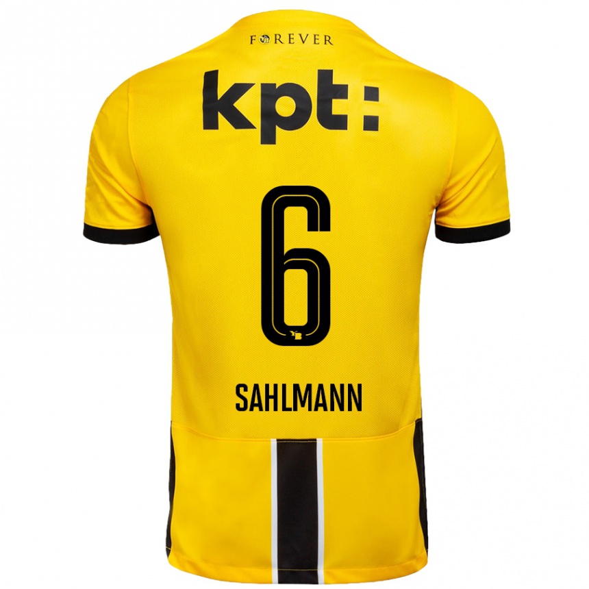 Men Football Henrike Sahlmann #6 Yellow Black Home Jersey 2024/25 T-Shirt Canada