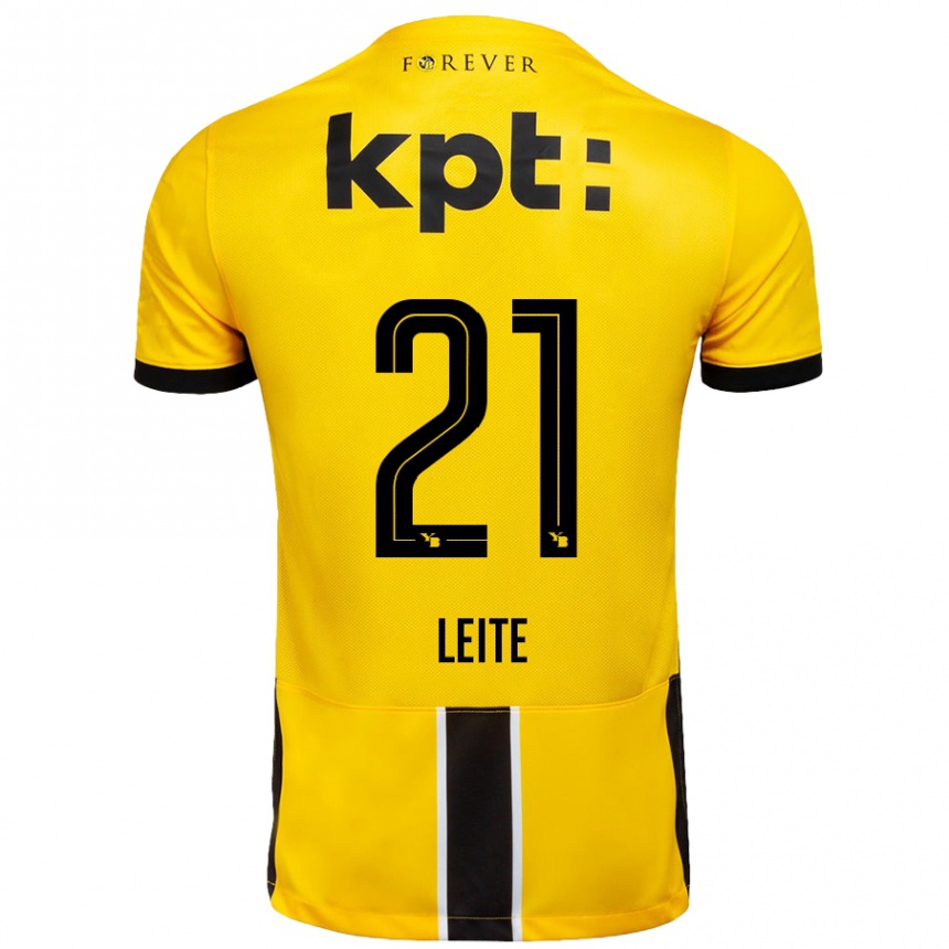 Men Football Ana Leite #21 Yellow Black Home Jersey 2024/25 T-Shirt Canada